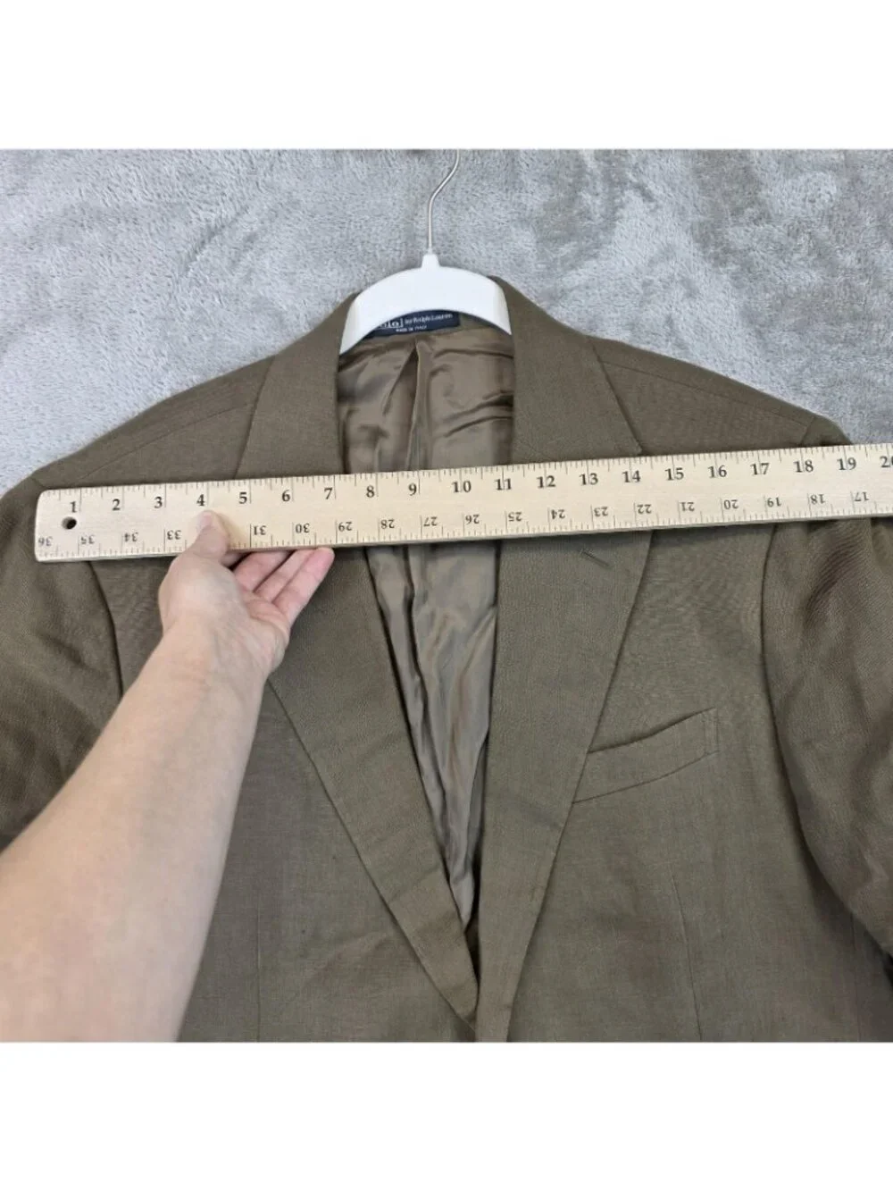 Polo By Ralph Lauren Suit Jacket Mens 44 Brown Flax Sport Coat Made In Italy VTG